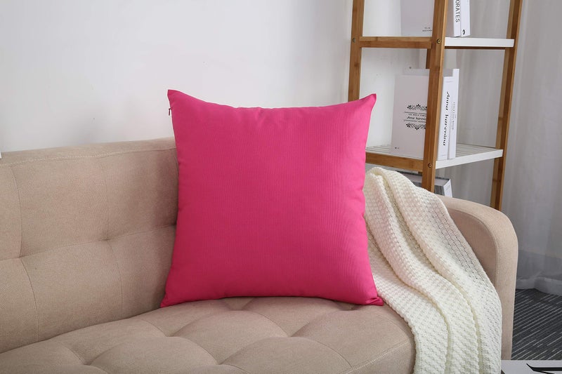 TangDepot Handmade Decorative Solid 100% Cotton Canvas Throw Pillow Covers /Pillow Shams, (16" x16" , Hot Pink, 1 Count (Pack of 1)) - Image 5